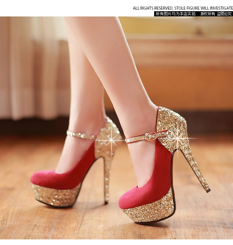 Wedding Shoes Red
 Women s wedding shoes red bottom high heels platform gold