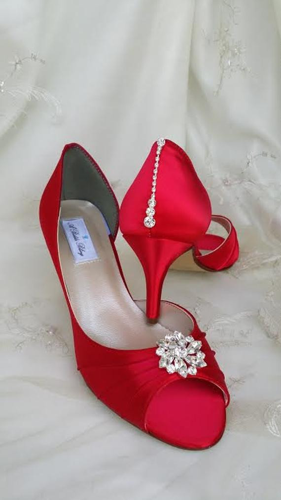 Wedding Shoes Red
 Wedding Shoes Red Bridal Shoes with Crystal Bling Design Over