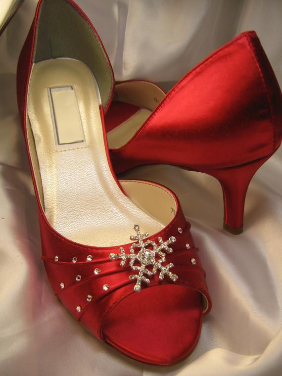 Wedding Shoes Red
 Items similar to Winter Wedding Red Bridal Shoes with