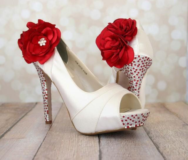Wedding Shoes Red
 Wedding Shoes Ivory Platform Peep Toe Wedding Shoes With