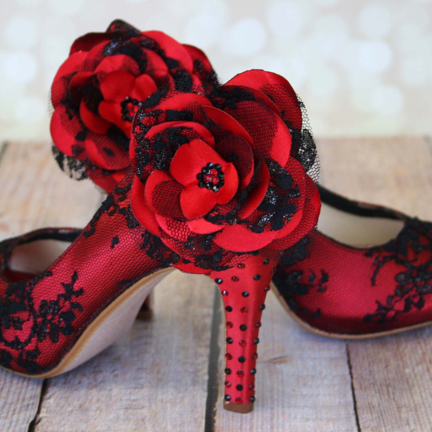 Wedding Shoes Red
 Rockabilly Wedding Shoes Red Lace Heels Black and Red