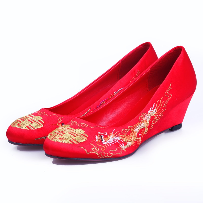 Wedding Shoes Red
 Embroidered Wedding Shoes Red Bottom High Heels Bridal