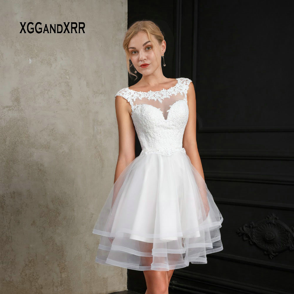 Wedding Short Dresses
 New White Short Wedding Dress 2019 Ball Gown Bride Dress