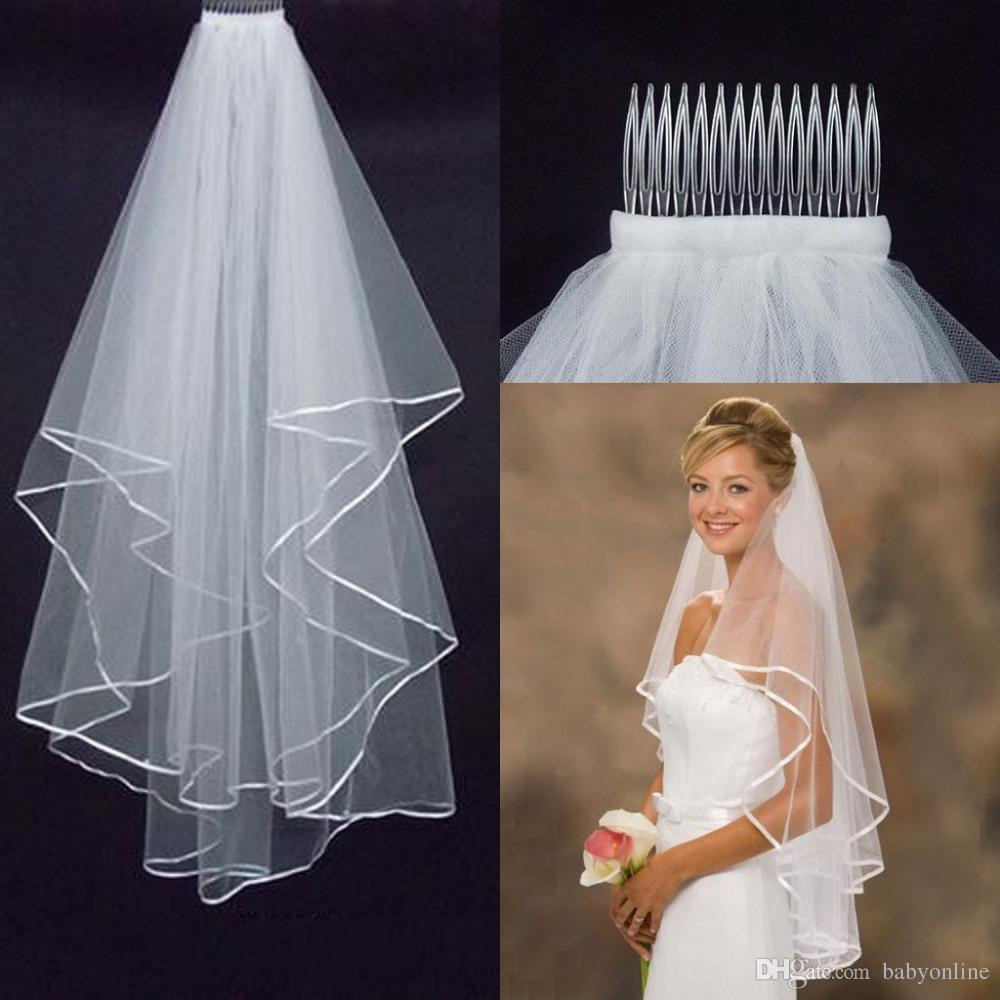 Wedding Veils Online
 Veu De Noiva High Quality Short Wedding Veil with b