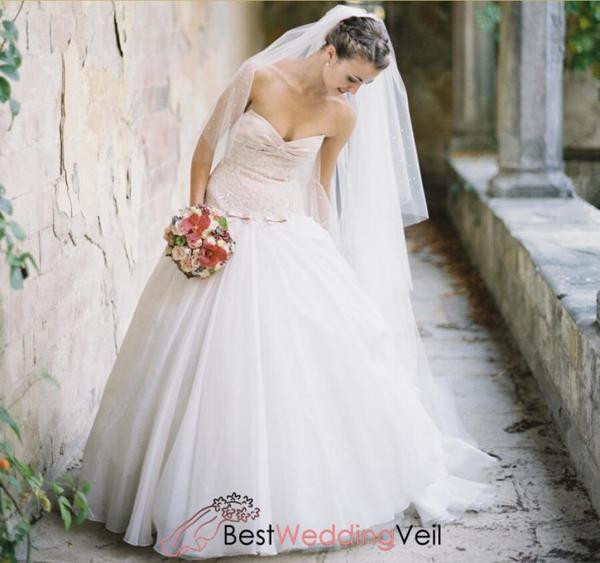 Wedding Veils Online
 Romantic Beaded Cathedral Blusher Wedding Veil line