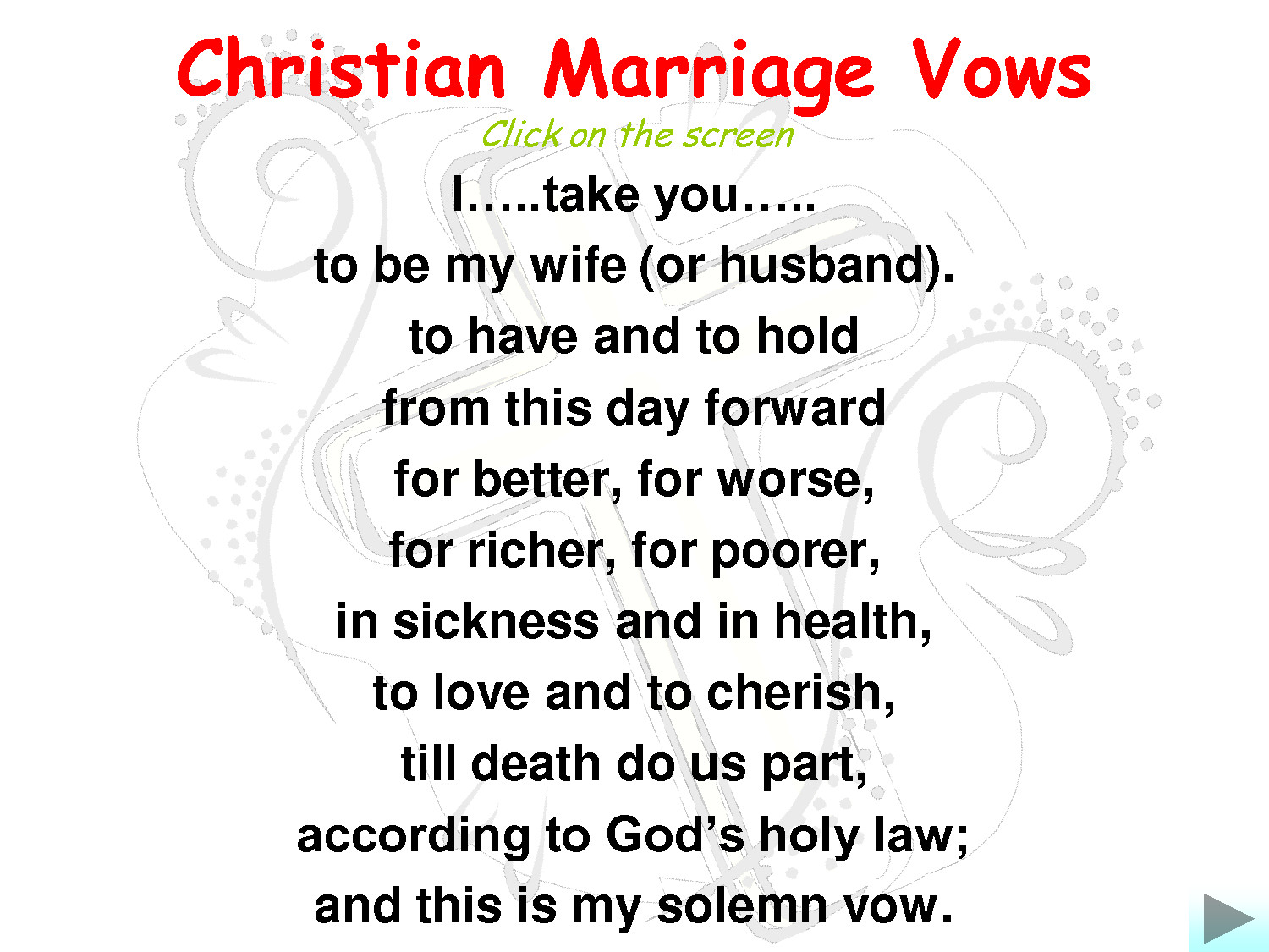 Wedding Vows Samples
 Marriage Vows