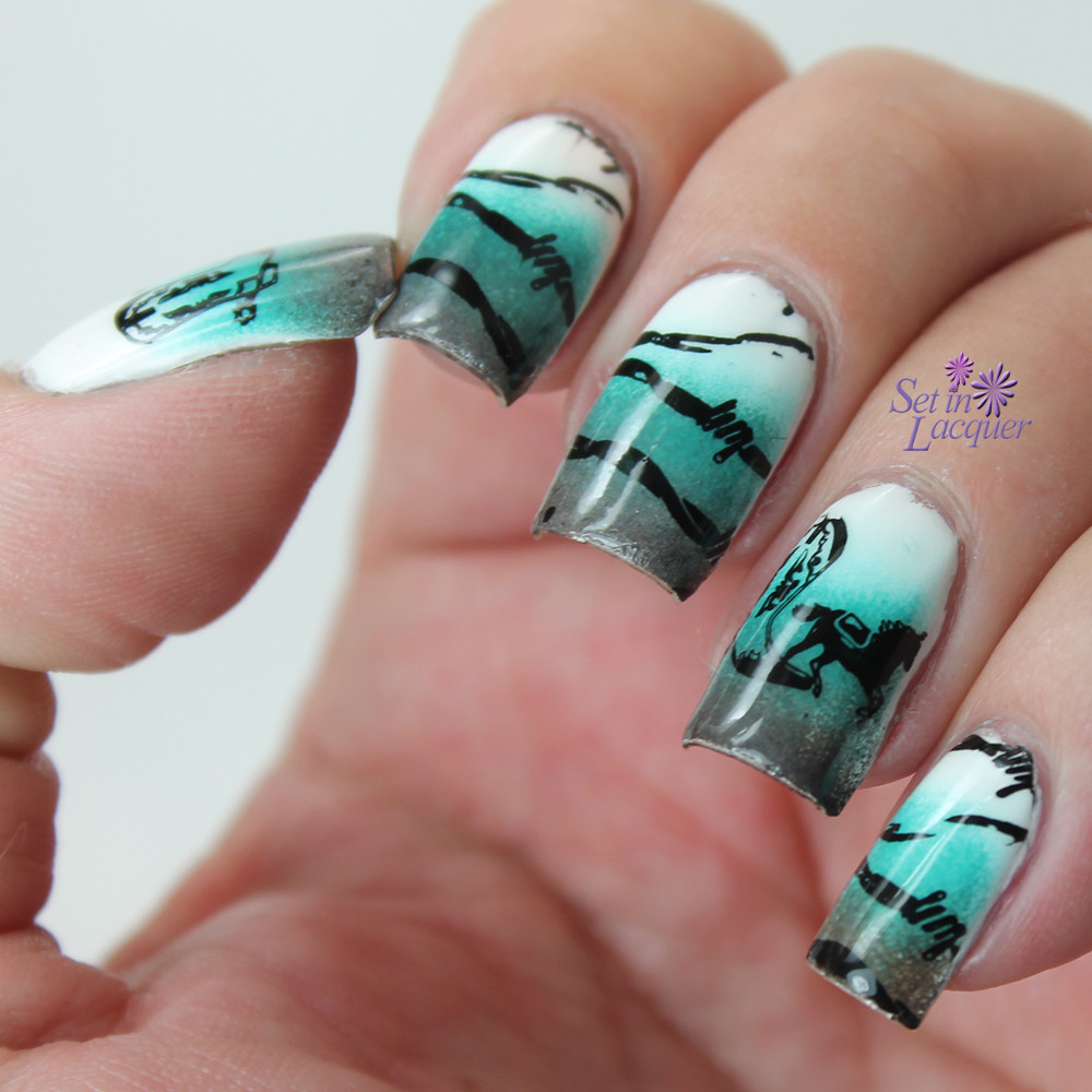 Western Nail Art
 Western themed stamped nail art Set in Lacquer