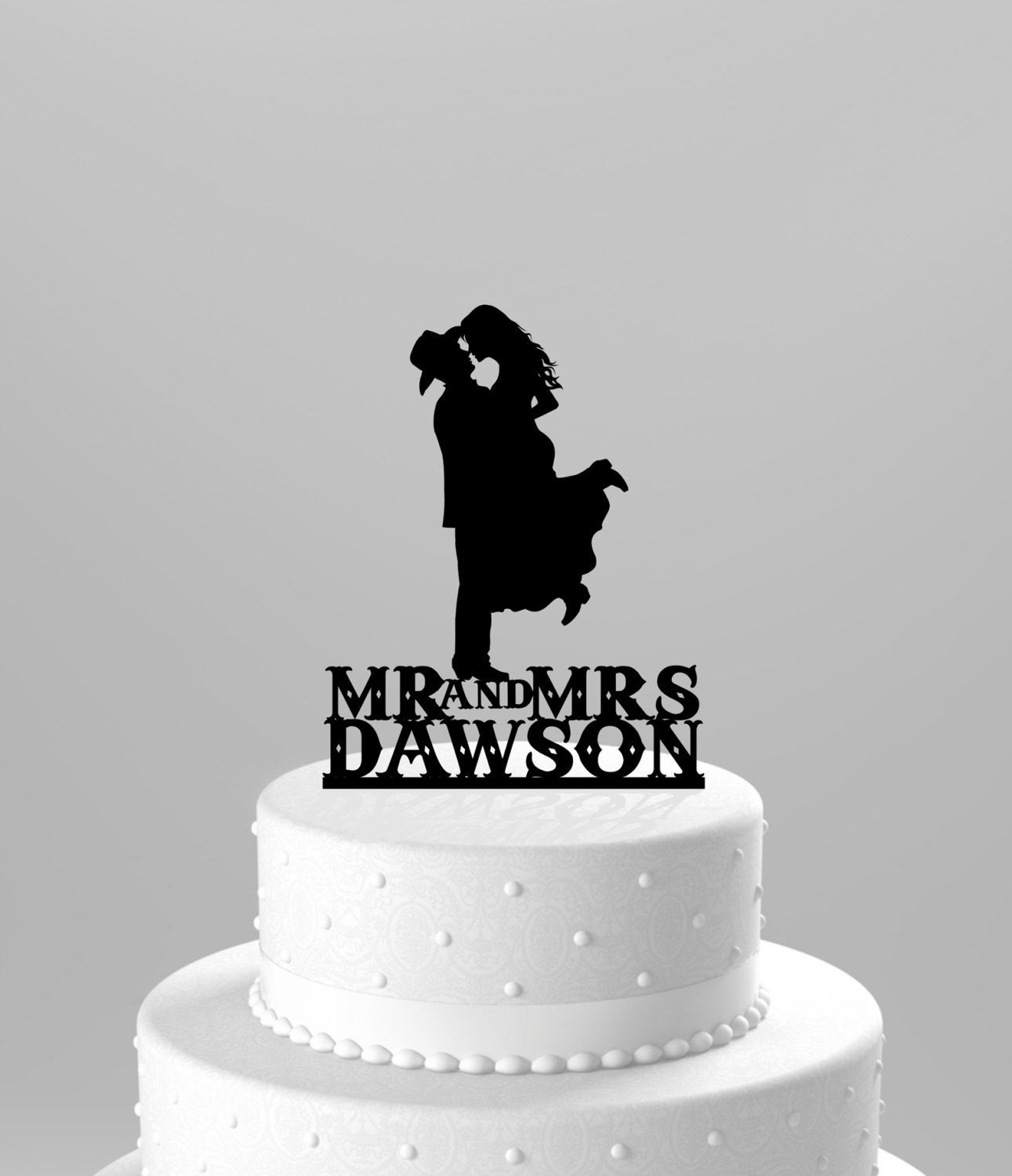 Western Wedding Cake Topper
 Country Western Wedding Cake Topper Silhouette Cowboy with Hat
