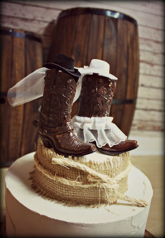 Western Wedding Cake Topper
 Cowboy Boots Wedding Cake Topper Western Themed