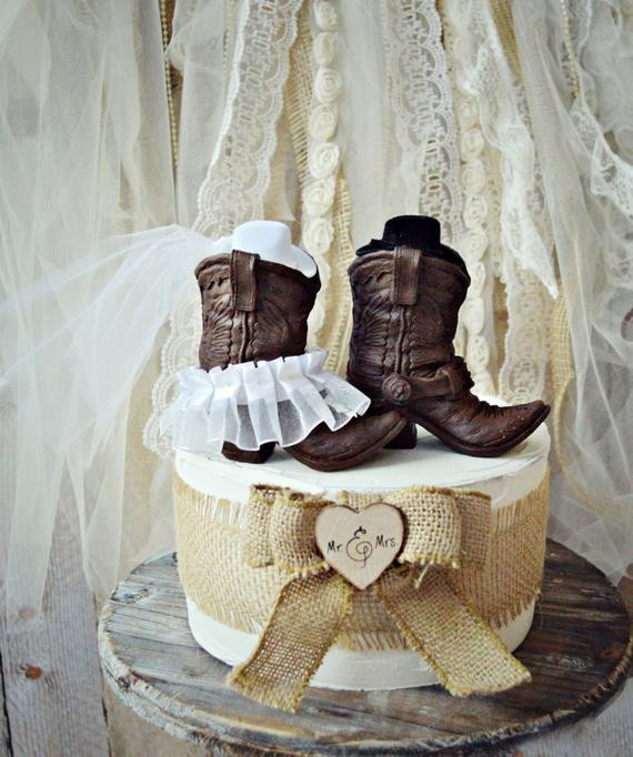 Western Wedding Cake Topper
 Cowboy Boots Wedding Cake Topper Western Themed Wedding