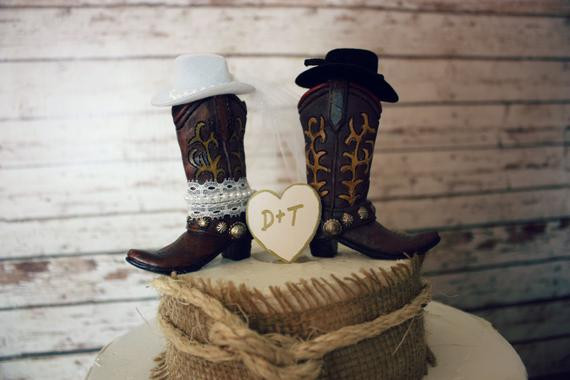 Western Wedding Cake Topper
 Western cowboy boots wedding cake topper western