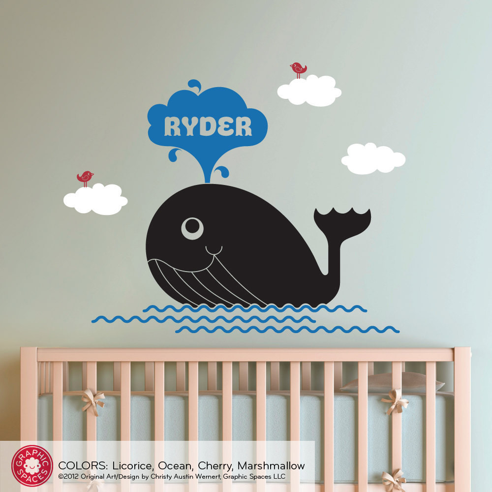 Whale Baby Decor
 Whale Nursery Wall Decal Ocean Decor Kids Personalized Name