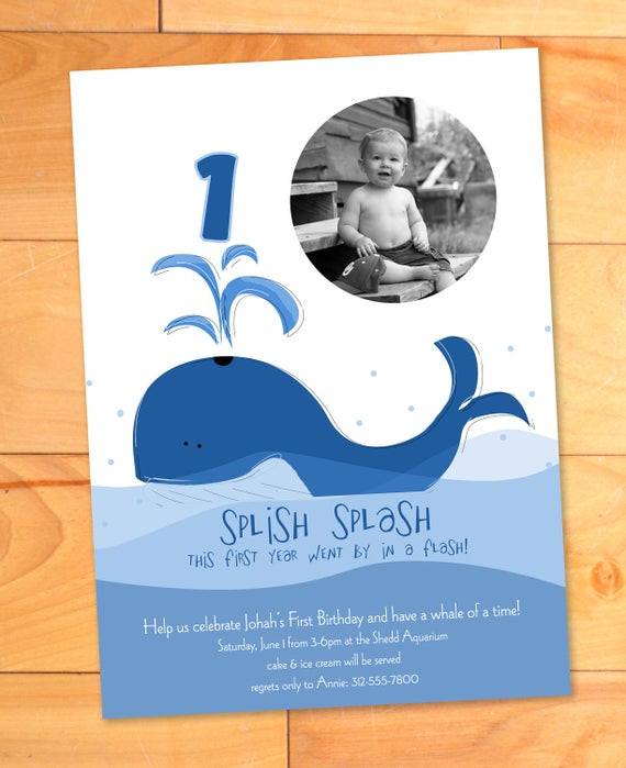 Whale Birthday Party
 Whale Custom 1st Birthday Party Invitation Whale by LNZart