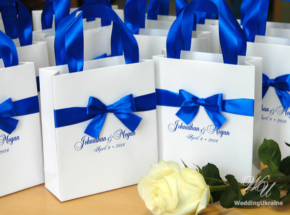 What To Put In Wedding Gift Bags
 Royal Blue Wedding Favor Gift Bags with satin ribbon bow