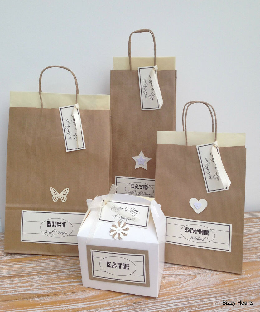 What To Put In Wedding Gift Bags
 PERSONALISED PAPER VINTAGE STYLE WEDDING GIFT BAGS PARTY