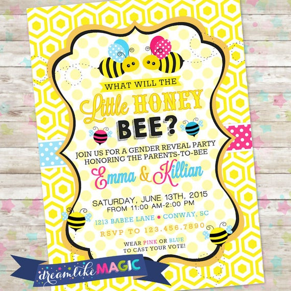 What Will It Bee Gender Reveal Party Ideas
 Bumble Bee Invite Bee Gender Reveal Invitation by