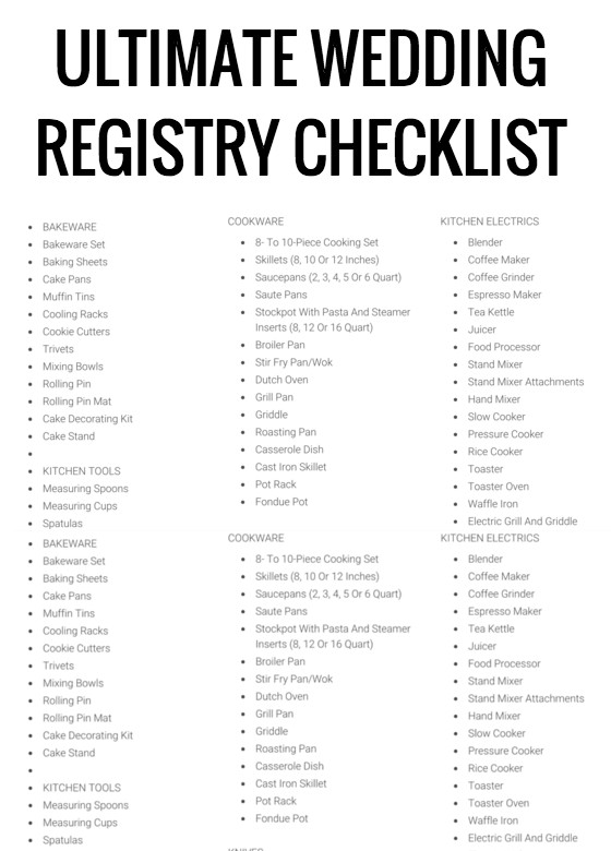 Where To Register For Wedding Gifts
 wedding registry checklist