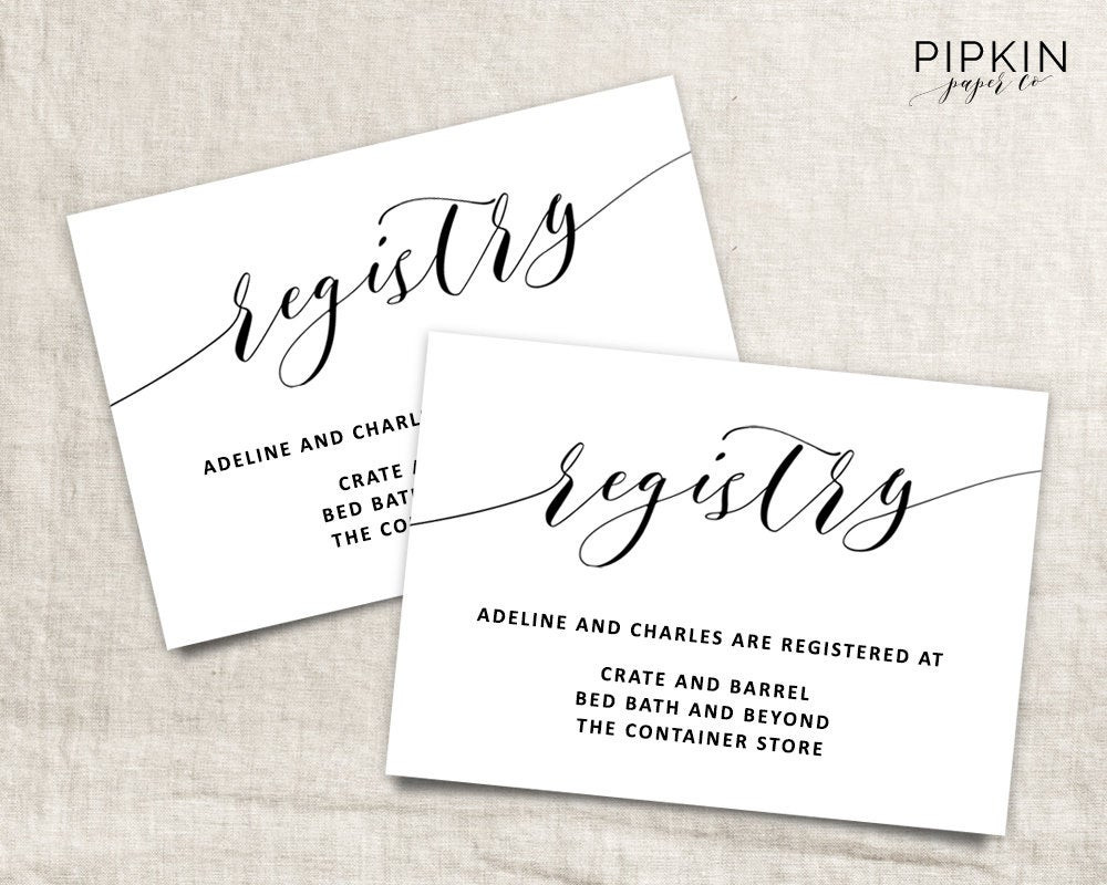 Where To Register For Wedding Gifts
 Printable Wedding Registry Card Wedding Info Card Template