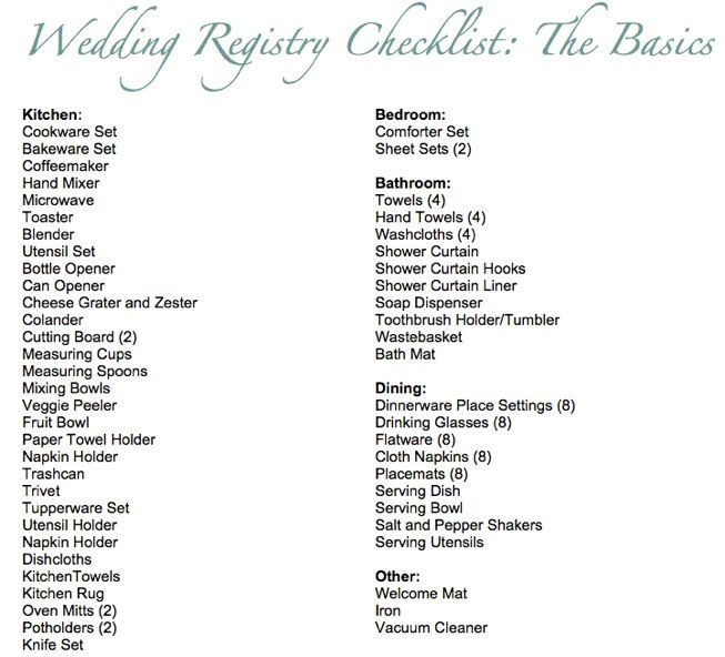 Where To Register For Wedding Gifts
 Basic Wedding Registry Checklist