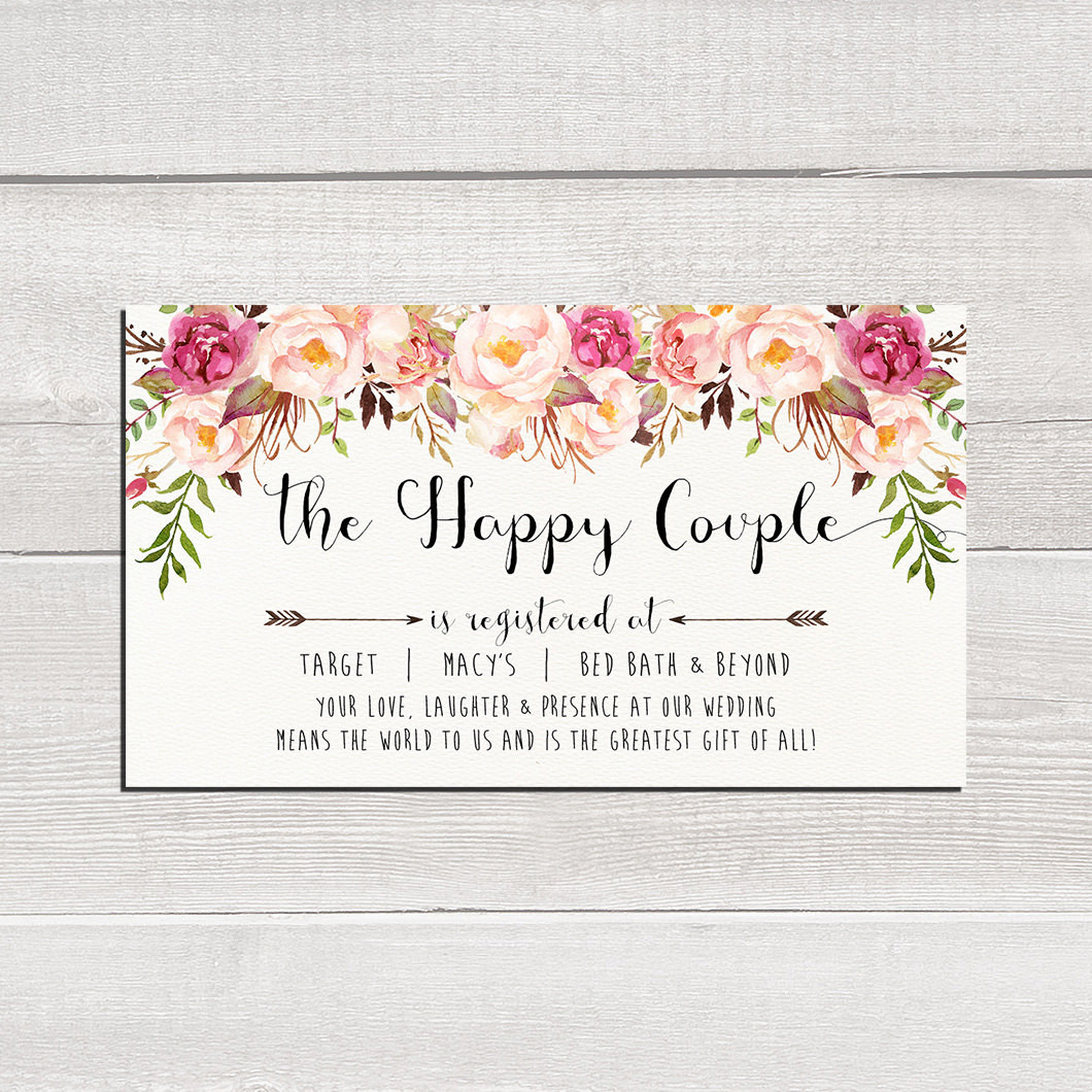 Where To Register For Wedding Gifts
 Wedding Registry Card The Happy Couple printable wedding