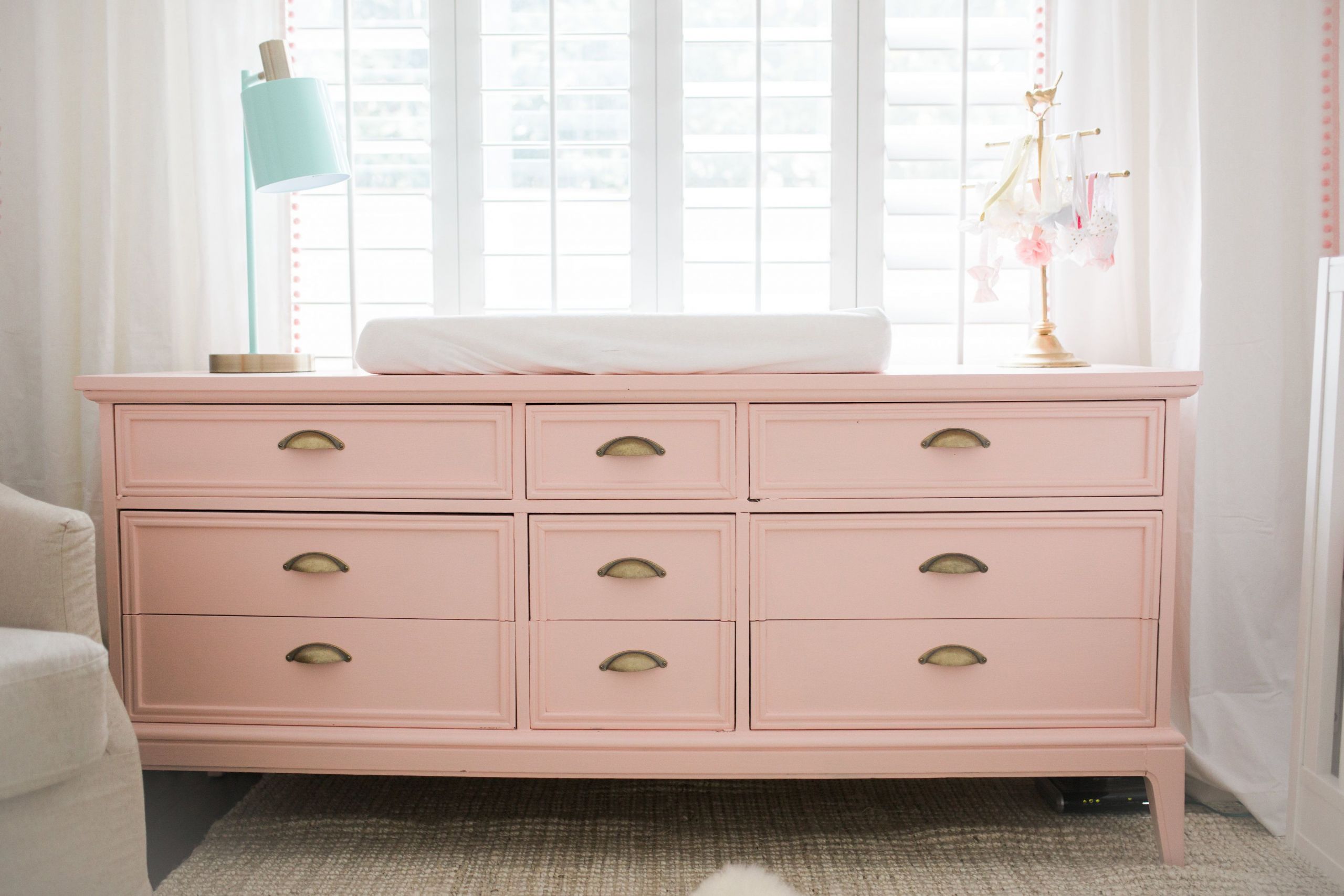 White Dresser For Baby Room
 Bright White & Pastel Baby Girl Nursery Reveal