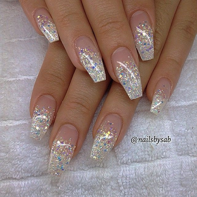 White Glitter Gel Nails
 Pin by Elizabeth Nelson on Short nails in 2019