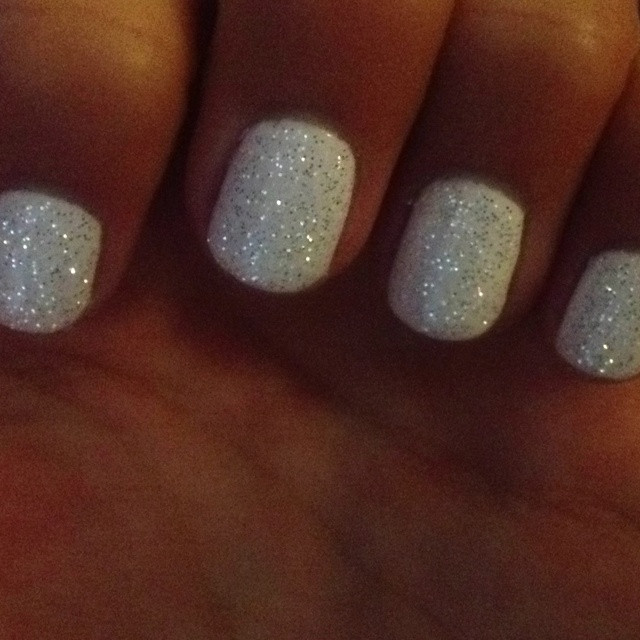 White Glitter Gel Nails
 Glitter white gel nails Nailed It