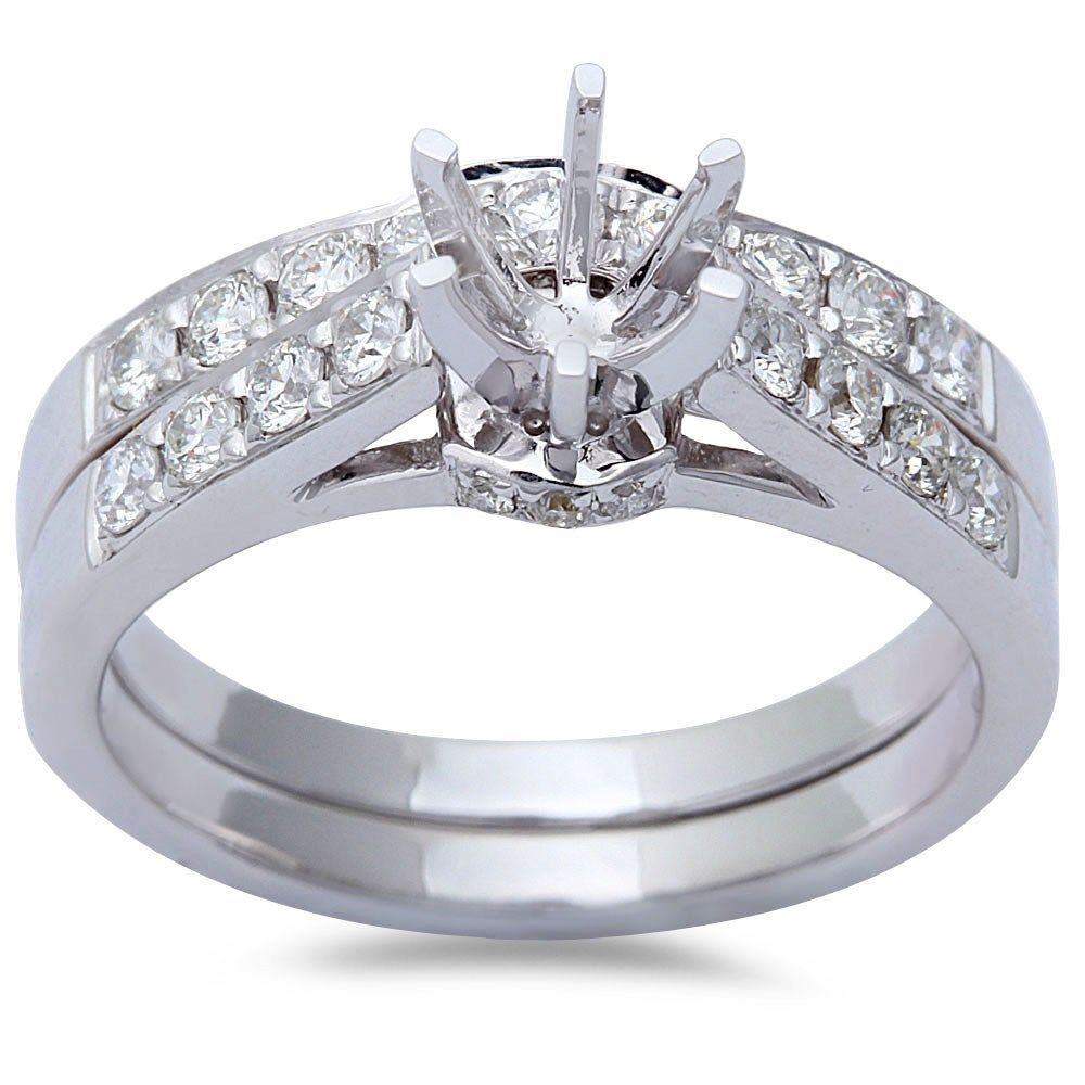 White Gold Diamond Engagement Ring
 70ct 14kt White Gold Round Diamond Cathedral Style