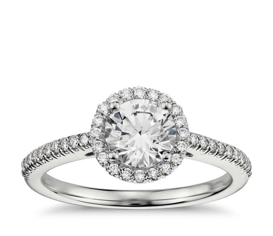 White Gold Diamond Engagement Ring
 Classic Halo Diamond Engagement Ring in 14k White Gold 1