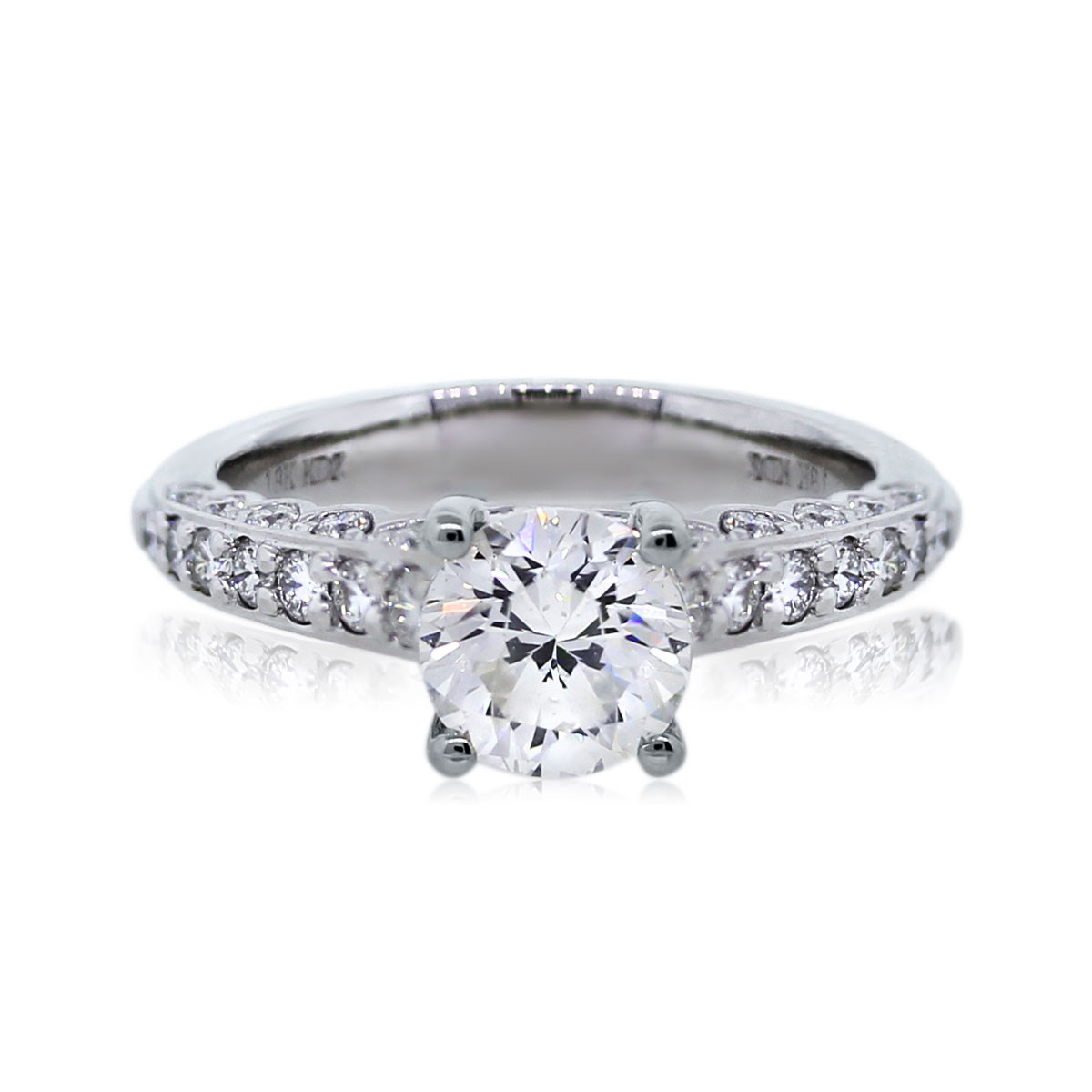 White Gold Diamond Engagement Ring
 18k White Gold 1 16ct Round Brilliant Diamond Engagement Ring