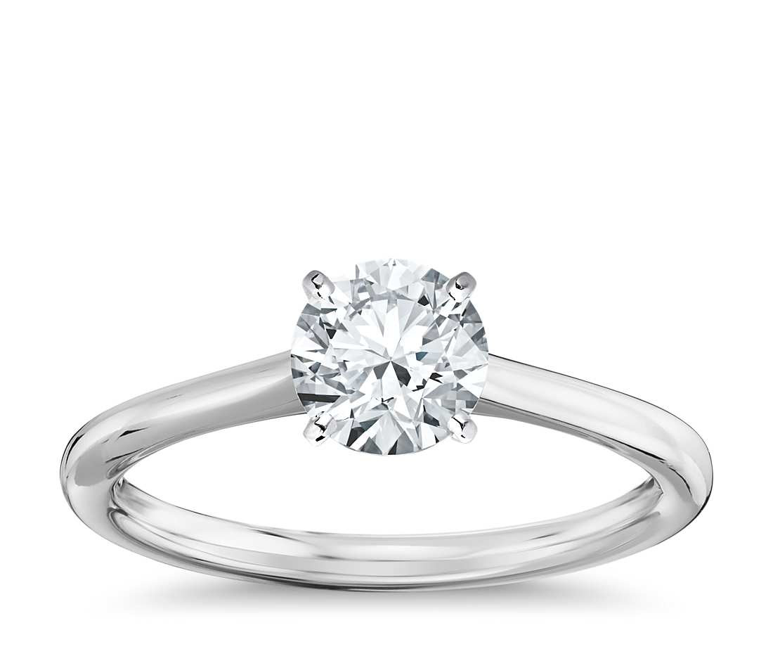 White Gold Diamond Engagement Ring
 Petite Solitaire Engagement Ring in 14k White Gold