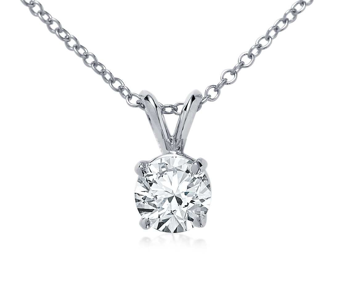 White Gold Diamond Necklace
 Double Bail Solitaire Pendant Setting in 18k White Gold