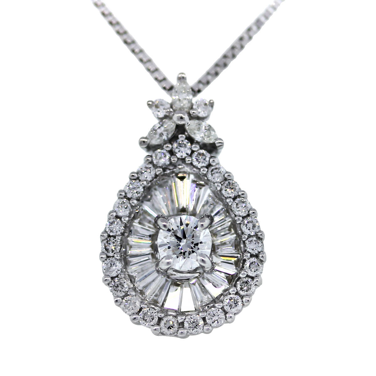 White Gold Diamond Necklace
 14k White Gold Teardrop Diamond Necklace