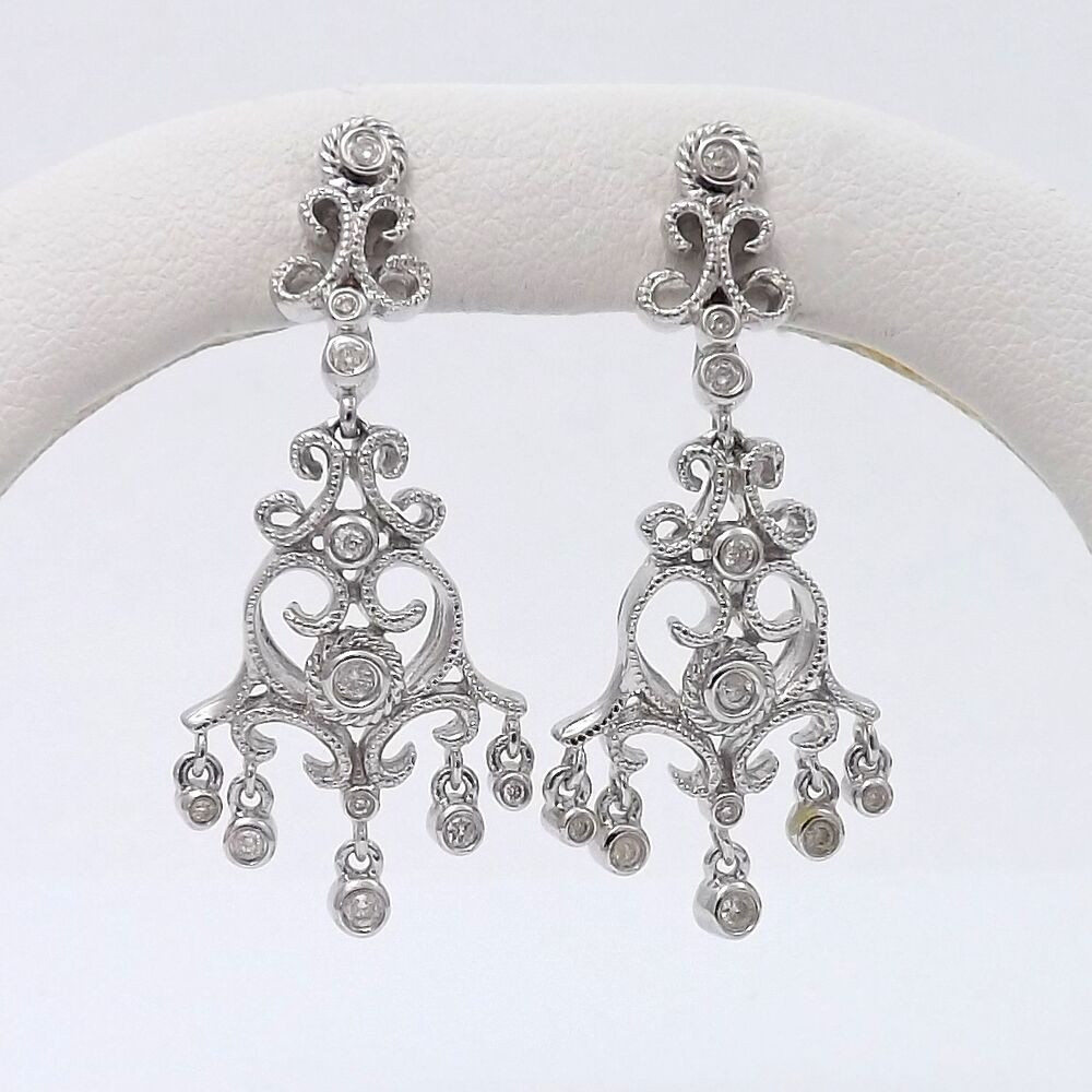 White Gold Diamond Necklace
 ART DECO STYLE 14K WHITE GOLD DIAMOND CHANDELIER EARRINGS