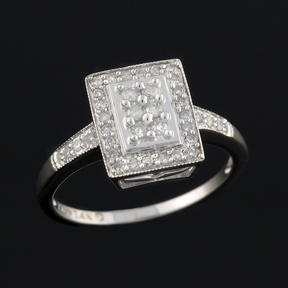 White Gold Diamond Rings For Women
 14K Womens White Gold Diamond Square Cluster Ring 1 2CT