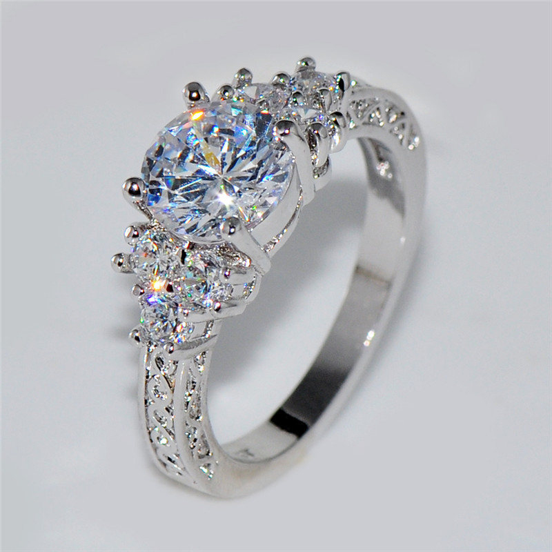 White Gold Diamond Rings For Women
 Splendent White Stone Stylish Jewelry Women Men Wedding
