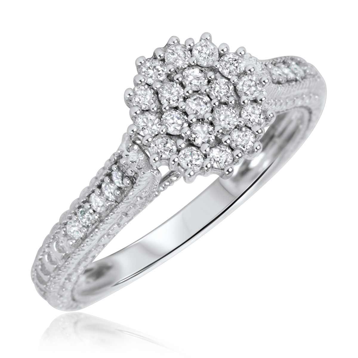 White Gold Diamond Rings For Women
 1 2 Carat T W Diamond Women s Engagement Ring 14K White