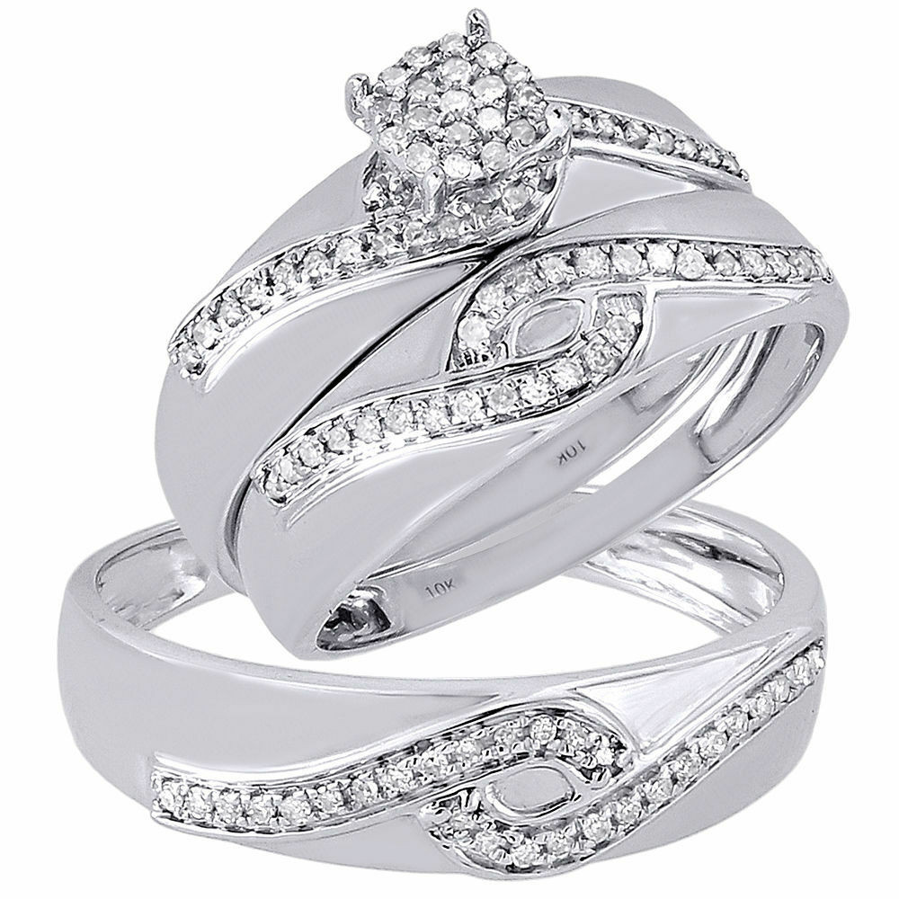 White Gold Diamond Rings For Women
 Diamond Trio Set 10K White Gold La s Engagement Ring