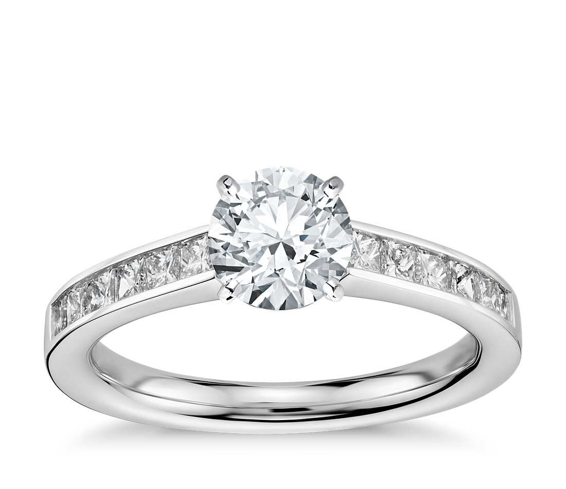 White Gold Princess Cut Engagement Ring
 Princess Cut Channel Set Diamond Engagement Ring in 14k
