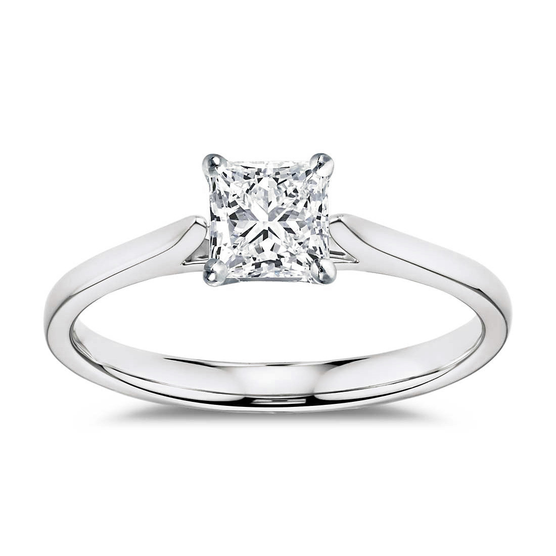 White Gold Princess Cut Engagement Ring
 14k White Gold Certified Princess Cut Diamond Solitaire