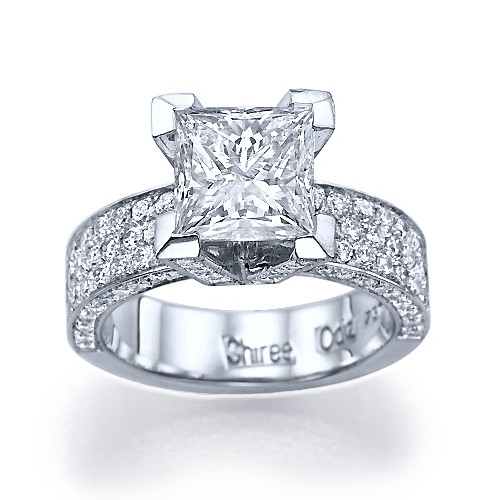 White Gold Princess Cut Engagement Ring
 3 CT VS2 D ENHANCED DIAMOND ENGAGEMENT RING PRINCESS CUT