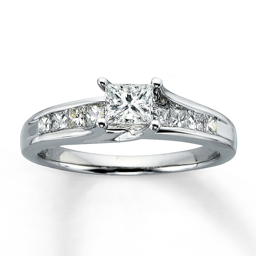 White Gold Princess Cut Engagement Ring
 Jared Diamond Engagement Ring 1 ct tw Princess cut 14K