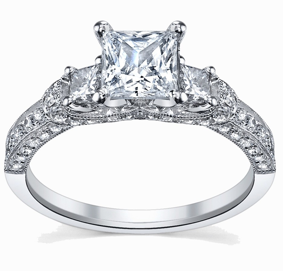 White Gold Princess Cut Engagement Ring
 Glamorous Antique Engagement Ring 1 00 Carat Princess Cut