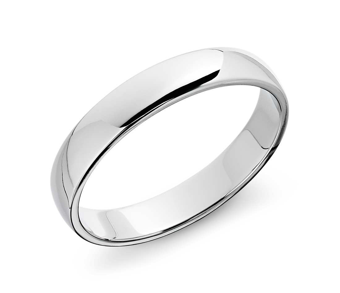 White Gold Wedding Band
 Classic Wedding Ring in 14k White Gold 4mm