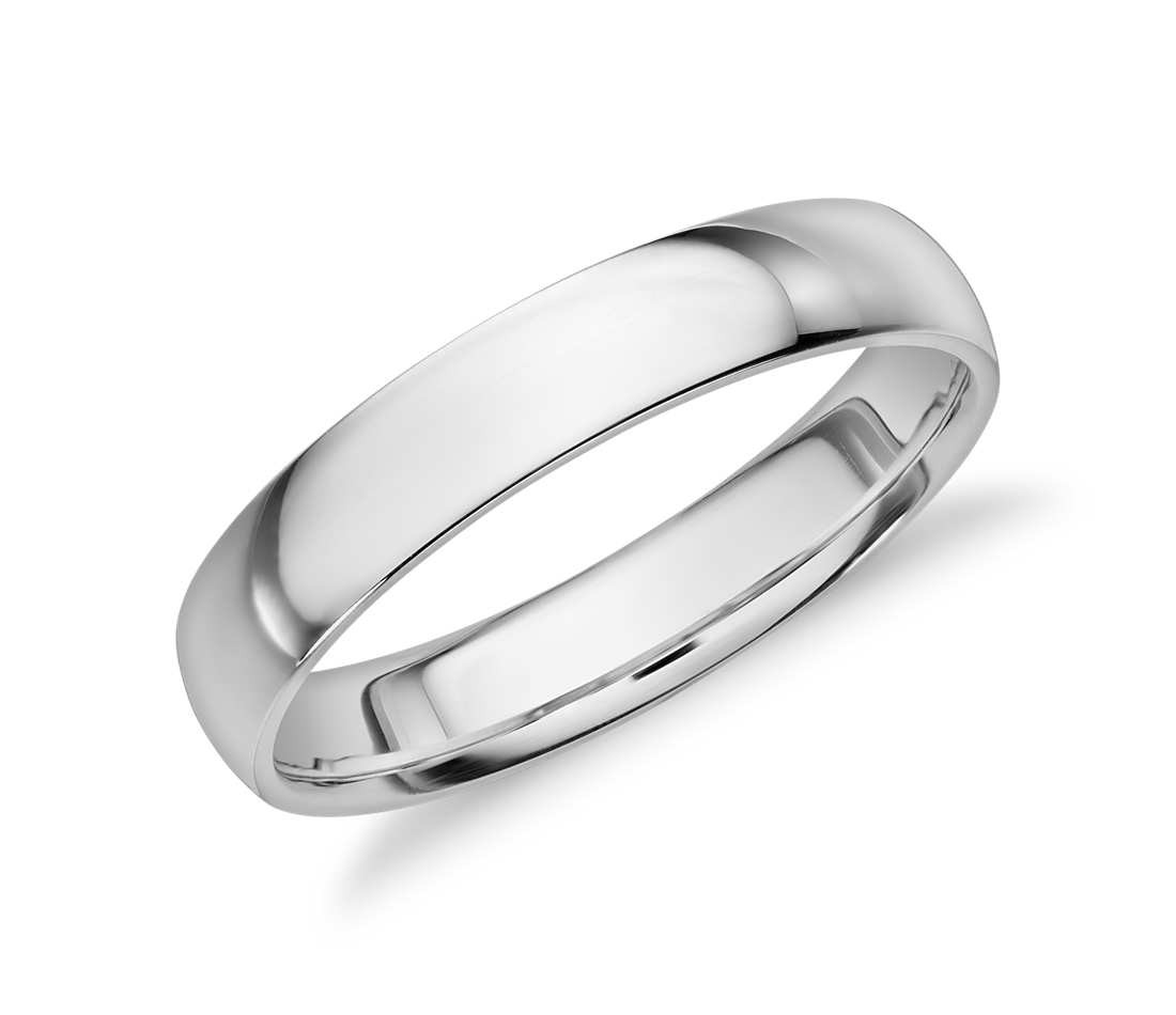 White Gold Wedding Band
 Mid weight fort Fit Wedding Band in 14k White Gold 4mm