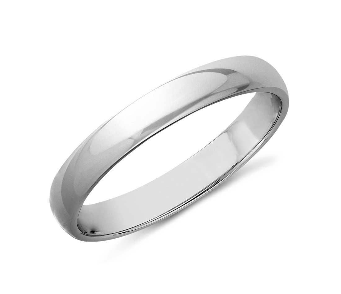 White Gold Wedding Band
 Classic Wedding Ring in 14k White Gold 3mm