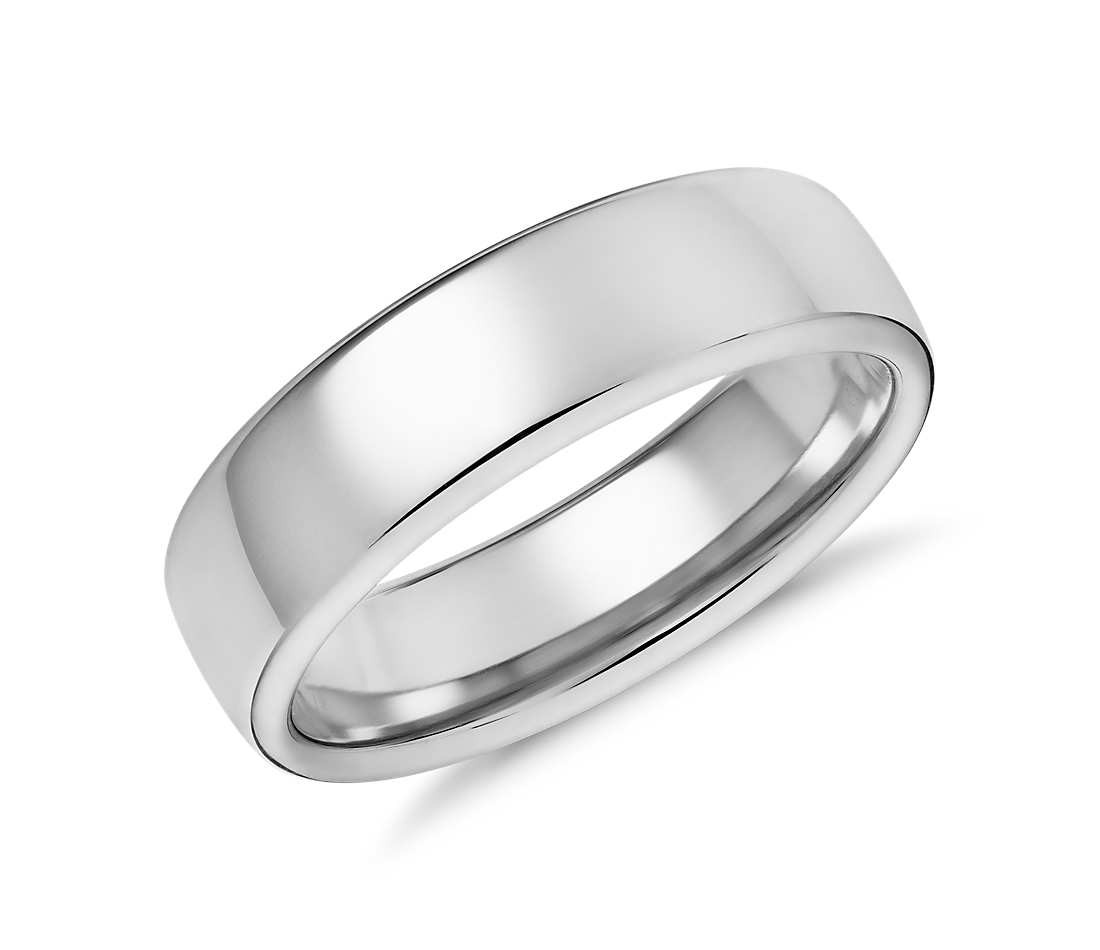 White Gold Wedding Band
 Modern fort Fit Wedding Ring in 14k White Gold 6 5mm