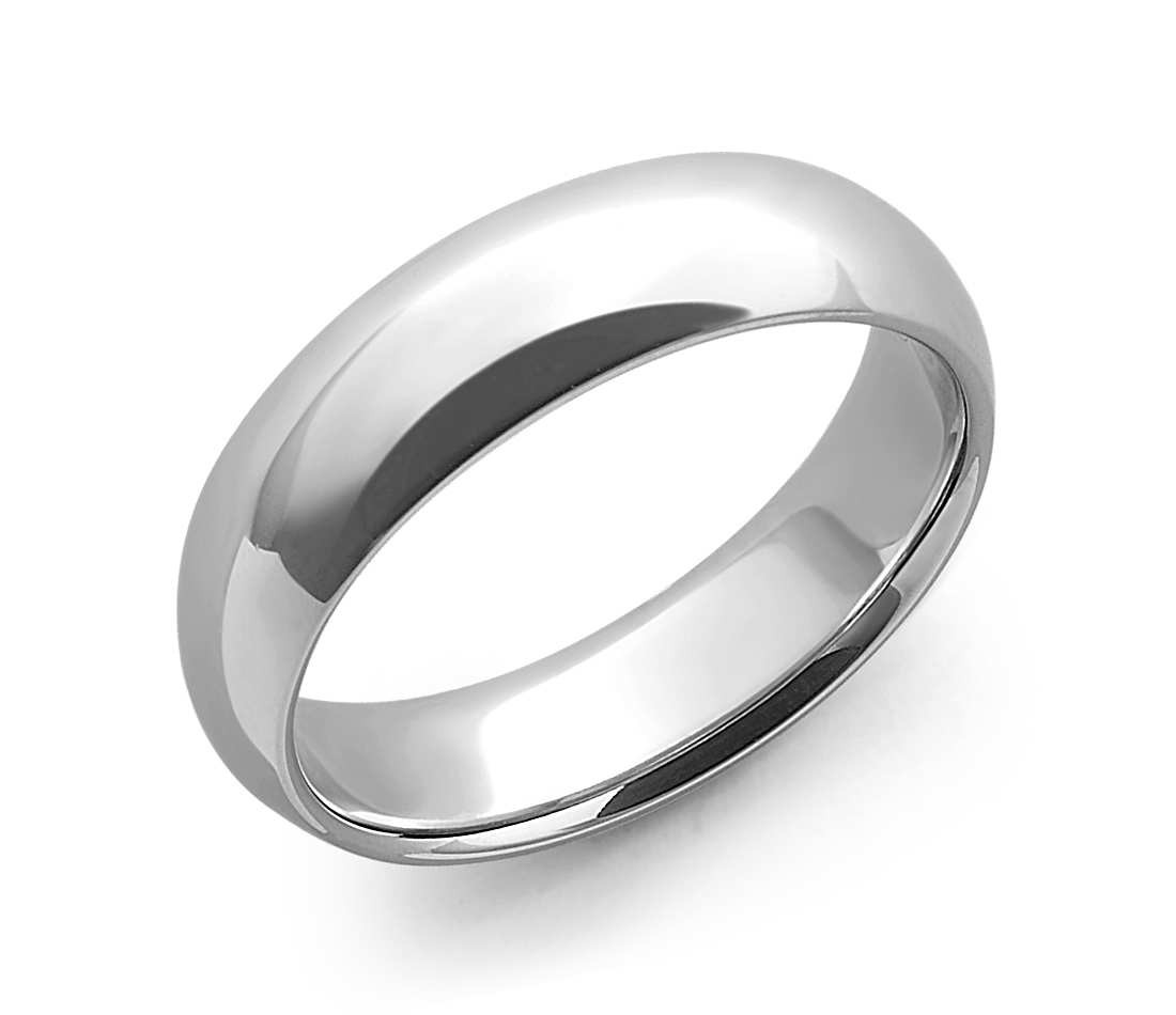 White Gold Wedding Band
 fort Fit Wedding Ring in 14k White Gold 6mm