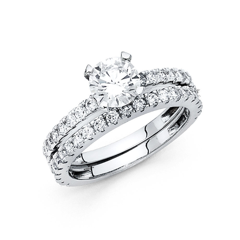 White Gold Wedding Ring Sets
 14k White Gold 1 5 CT Round Engagement Bridal Ring Set 2