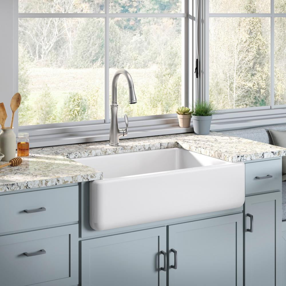 White Kitchen Faucets Home Depot
 KOHLER White Haven Undermount Cast Iron 32 6875 in Single